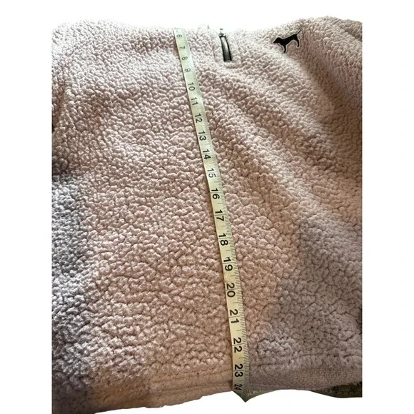 PINK Victoria's Secret Womens XS Pink Sherpa Quarter Zip Pullover Fleece Top - Picture 7 of 8